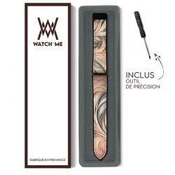 Bracelet Montre Pour Apple Iwatch 22 mm (38/40/41/42/44/45 mm)en silicone et cuir véritable : Arabesque