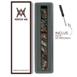 Bracelet Montre 22 mm en silicone et cuir véritable : Ecorce Bois