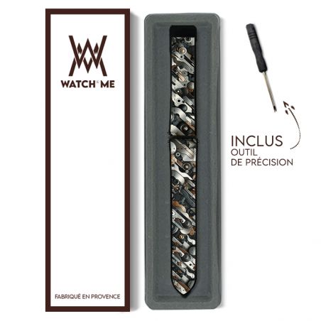 Bracelet Montre 22 mm en silicone et cuir véritable : Maillon