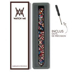 Bracelet Montre Pour Apple Iwatch 22 mm (38/40/41/42/44/45 mm)en silicone et cuir véritable : Maori Color