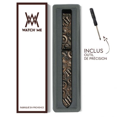 Bracelet Montre 22 mm en silicone et cuir véritable : Mecanique