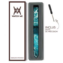 Bracelet Montre 22 mm en silicone et cuir véritable : Ocean