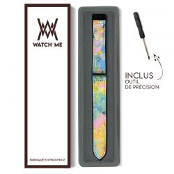 Bracelet Montre 22 mm en silicone et cuir véritable : Pastel