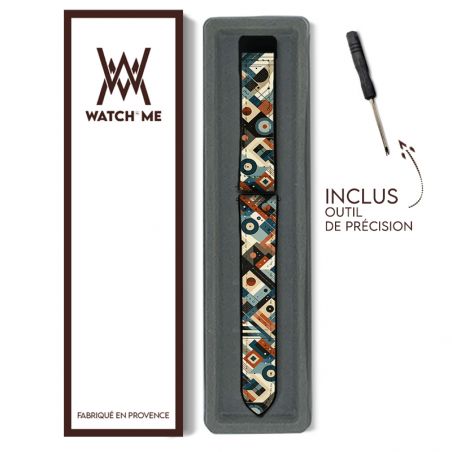 Bracelet Montre 22 mm en silicone et cuir véritable : Picasso