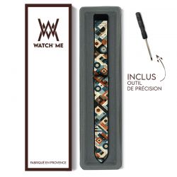 Bracelet Montre Pour Apple Iwatch 22 mm (38/40/41/42/44/45 mm)en silicone et cuir véritable : Picasso