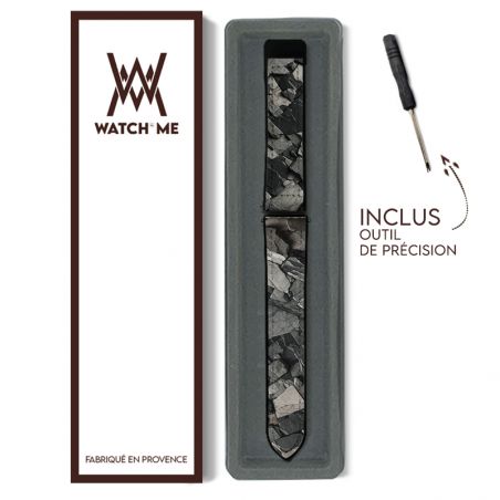 Bracelet Montre 22 mm en silicone et cuir véritable : Pierre