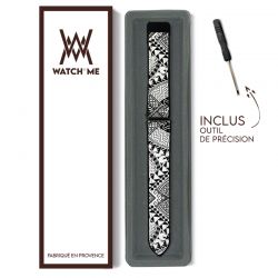 Bracelet Montre Pour Apple Iwatch 22 mm (38/40/41/42/44/45 mm)en silicone et cuir véritable : Polynésiens