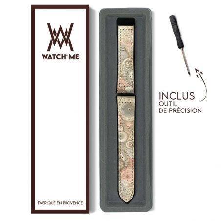 Bracelet Montre Pour Apple Iwatch 22 mm (38/40/41/42/44/45 mm)en silicone et cuir véritable : Rosace