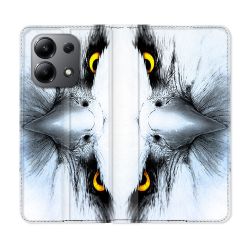 Housse cuir portefeuille pour Xiaomi Redmi Note 13 4G Animal Aigle Royal Blanc