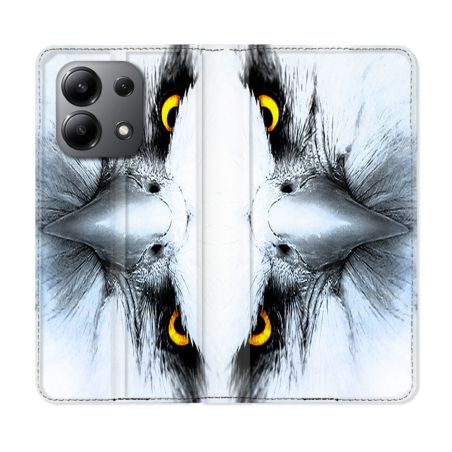 Housse cuir portefeuille pour Xiaomi Redmi Note 13 4G Animal Aigle Royal Blanc
