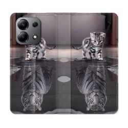 Housse cuir portefeuille pour Xiaomi Redmi Note 13 4G Animal Chat Reflet