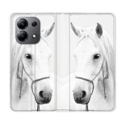 Housse cuir portefeuille pour Xiaomi Redmi Note 13 4G Animal Cheval Cristal