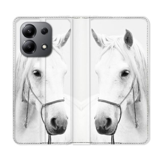 Housse cuir portefeuille pour Xiaomi Redmi Note 13 4G Animal Cheval Cristal