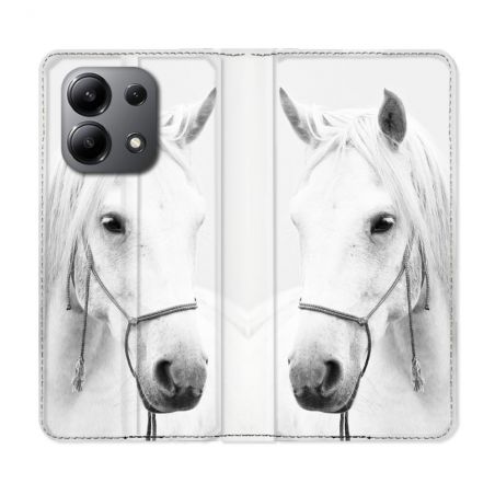 Housse cuir portefeuille pour Xiaomi Redmi Note 13 4G Animal Cheval Cristal