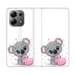 Housse cuir portefeuille pour Xiaomi Redmi Note 13 4G Animal Koala Cœur