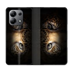 Housse cuir portefeuille pour Xiaomi Redmi Note 13 4G Animal Leopard Yeux