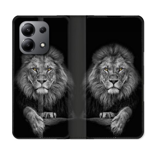 Housse cuir portefeuille pour Xiaomi Redmi Note 13 4G Animal Lion Majestueux