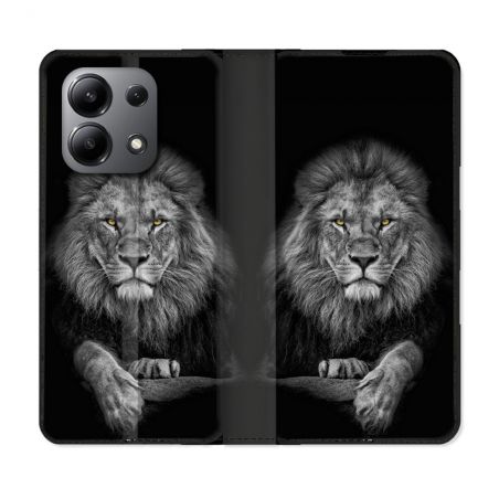 Housse cuir portefeuille pour Xiaomi Redmi Note 13 4G Animal Lion Majestueux