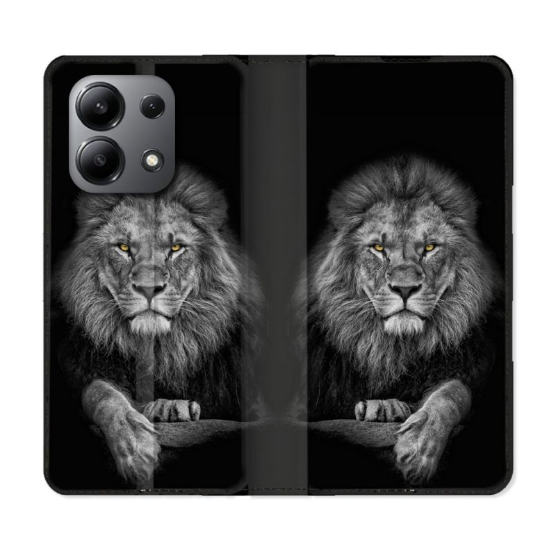 Housse cuir portefeuille pour Xiaomi Redmi Note 13 4G Animal Lion Majestueux