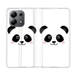 Housse cuir portefeuille pour Xiaomi Redmi Note 13 4G Animal Panda Blanc