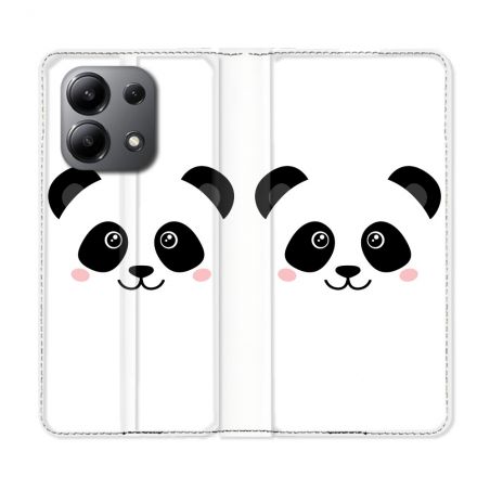 Housse cuir portefeuille pour Xiaomi Redmi Note 13 4G Animal Panda Blanc