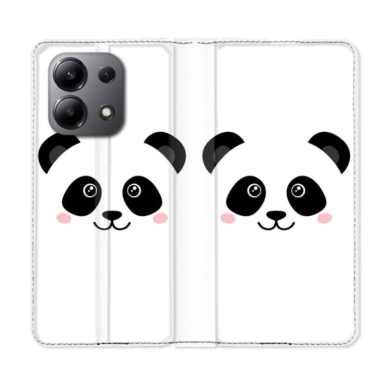 Housse cuir portefeuille pour Xiaomi Redmi Note 13 4G Animal Panda Blanc