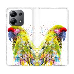 Housse cuir portefeuille pour Xiaomi Redmi Note 13 4G Animal Perroquet Jaune