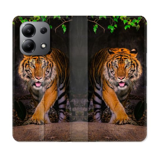 Housse cuir portefeuille pour Xiaomi Redmi Note 13 4G Animal Tigre Jungle