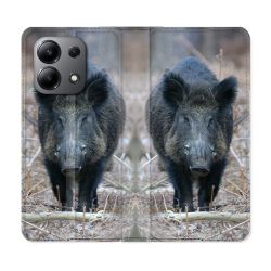 Housse cuir portefeuille pour Xiaomi Redmi Note 13 4G Chasse Sanglier Viseur