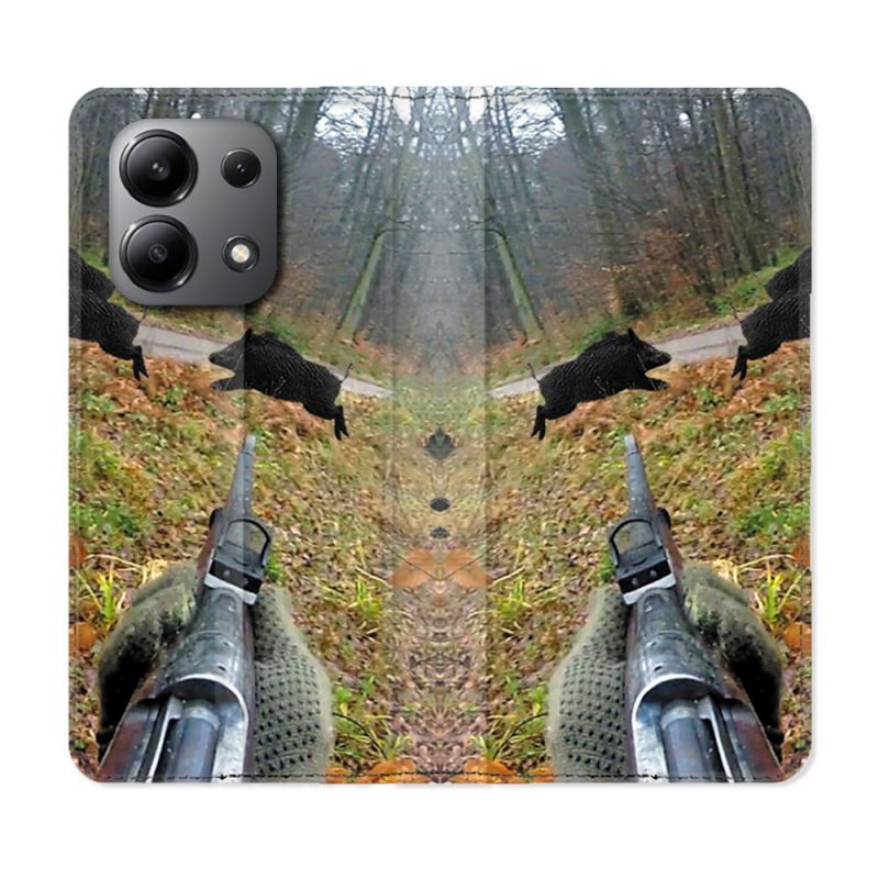 Housse cuir portefeuille pour Xiaomi Redmi Note 13 4G Chasse Vision Tir