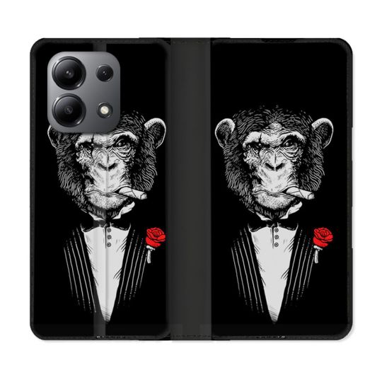 Housse cuir portefeuille pour Xiaomi Redmi Note 13 4G Decale Singe Mafia
