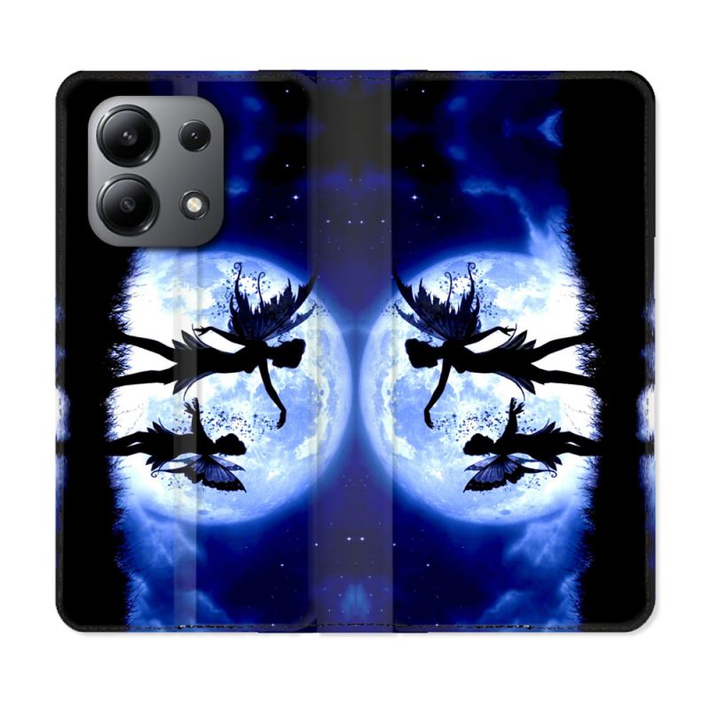 Housse cuir portefeuille pour Xiaomi Redmi Note 13 4G Fantastique Fee Lune