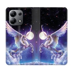 Housse cuir portefeuille pour Xiaomi Redmi Note 13 4G Fantastique Licorne Céleste