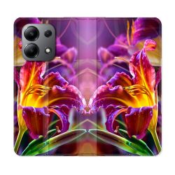 Housse cuir portefeuille pour Xiaomi Redmi Note 13 4G Fleur Lys Color