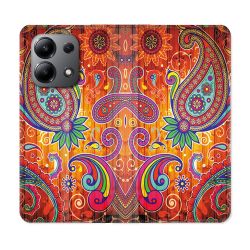 Housse cuir portefeuille pour Xiaomi Redmi Note 13 4G Fleur Psychedelic