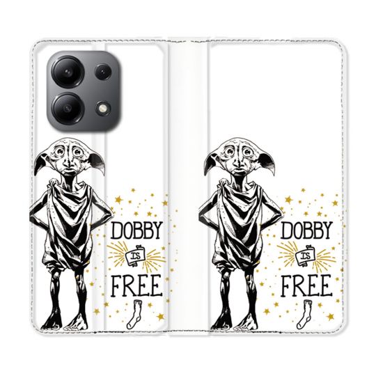 Housse cuir portefeuille pour Xiaomi Redmi Note 13 4G Harry Potter Dobby Free Blanc