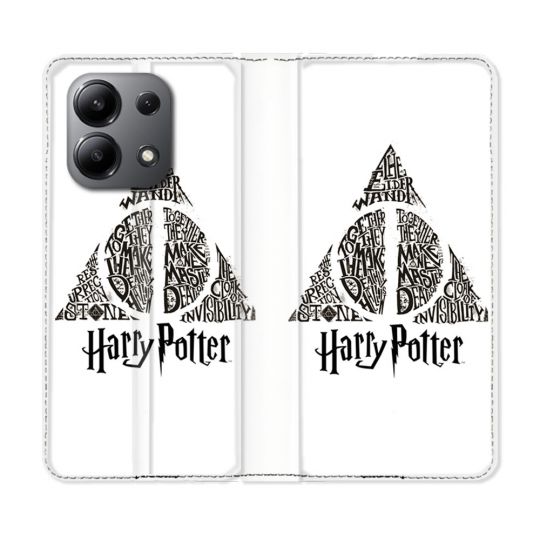 Housse cuir portefeuille pour Xiaomi Redmi Note 13 4G Harry Potter Hollows triangle Blanc