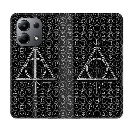 Housse cuir portefeuille pour Xiaomi Redmi Note 13 4G Harry Potter Hollows Triangle Noir
