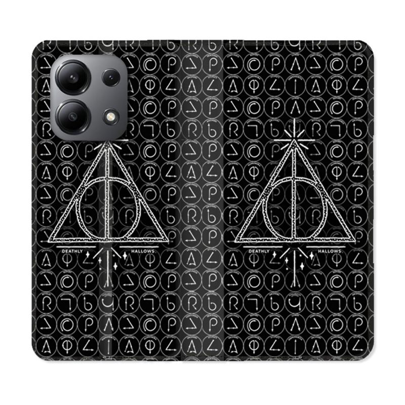 Housse cuir portefeuille pour Xiaomi Redmi Note 13 4G Harry Potter Hollows Triangle Noir
