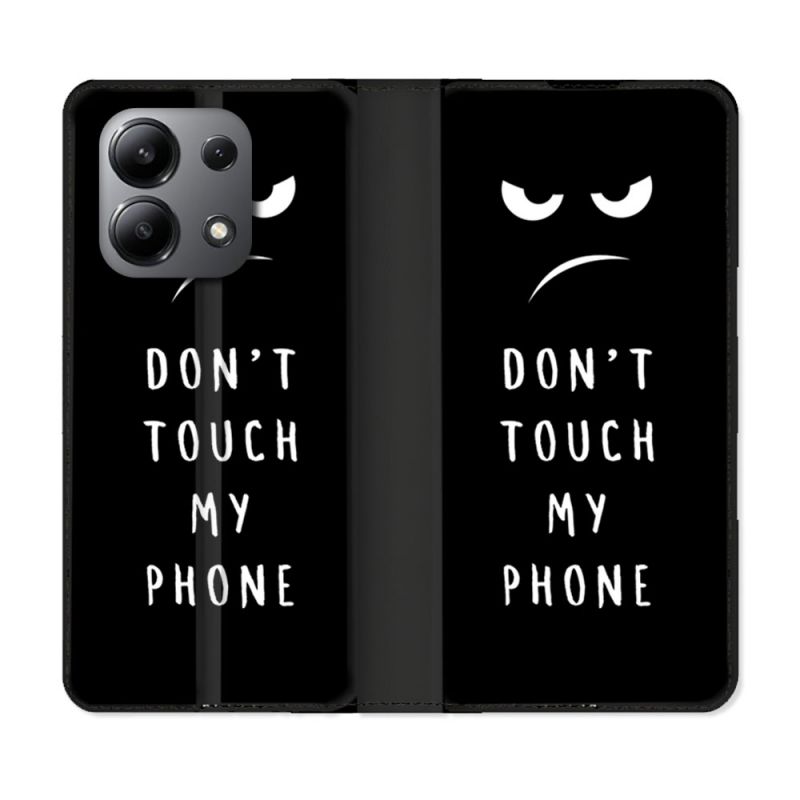Housse cuir portefeuille pour Xiaomi Redmi Note 13 4G Humour Don't Touch