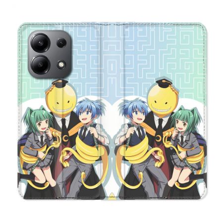Housse cuir portefeuille pour Xiaomi Redmi Note 13 4G Manga Assassination Classroom Kuro Trio