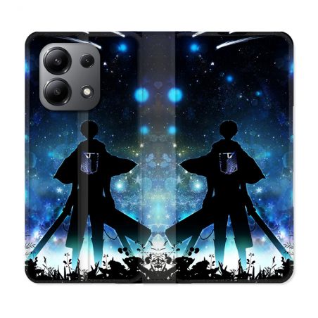 Housse cuir portefeuille pour Xiaomi Redmi Note 13 4G Manga Attaque Titans Levi