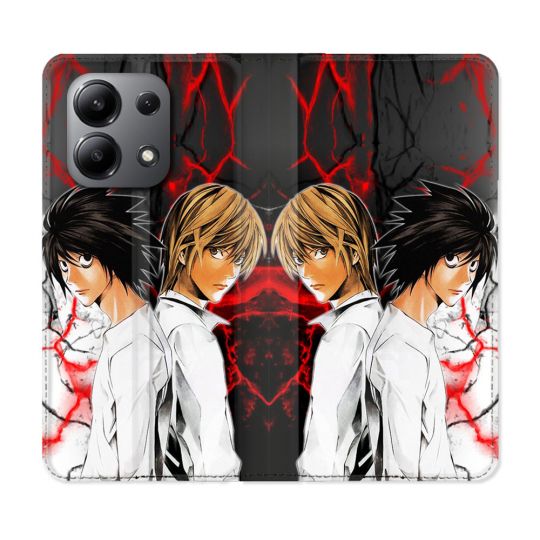 Housse cuir portefeuille pour Xiaomi Redmi Note 13 4G Manga Death Note Duo