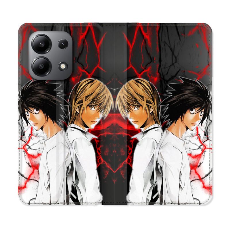 Housse cuir portefeuille pour Xiaomi Redmi Note 13 4G Manga Death Note Duo
