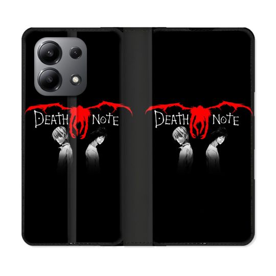 Housse cuir portefeuille pour Xiaomi Redmi Note 13 4G Manga Death Note Noir