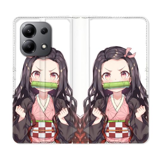 Housse cuir portefeuille pour Xiaomi Redmi Note 13 4G Manga Demon Slayer Nezuko