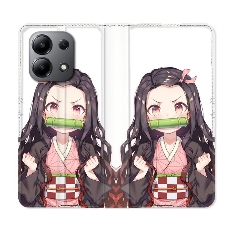 Housse cuir portefeuille pour Xiaomi Redmi Note 13 4G Manga Demon Slayer Nezuko