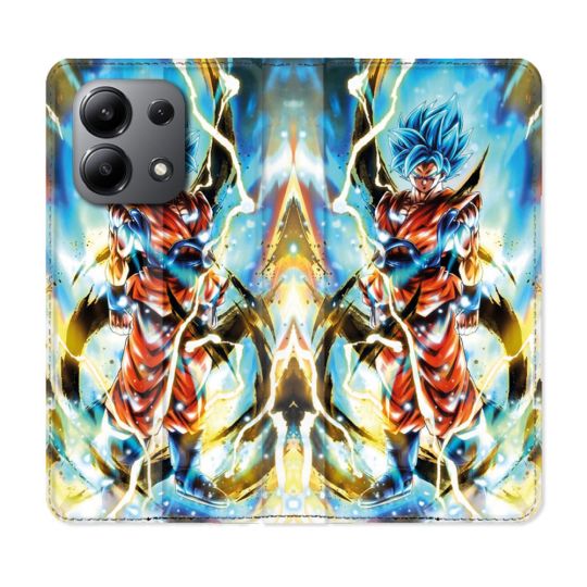 Housse cuir portefeuille pour Xiaomi Redmi Note 13 4G Manga Dragon Ball Sangoku Blanc
