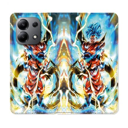 Housse cuir portefeuille pour Xiaomi Redmi Note 13 4G Manga Dragon Ball Sangoku Blanc