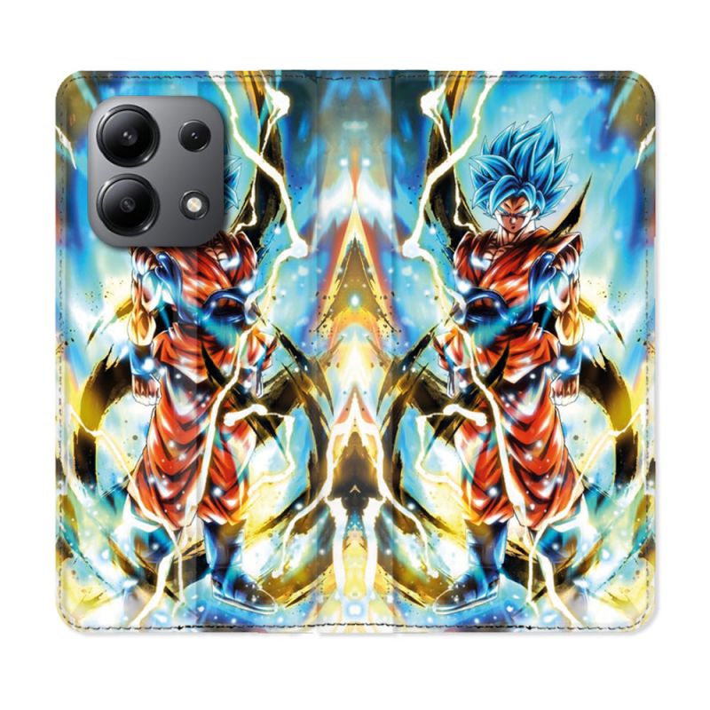 Housse cuir portefeuille pour Xiaomi Redmi Note 13 4G Manga Dragon Ball Sangoku Blanc